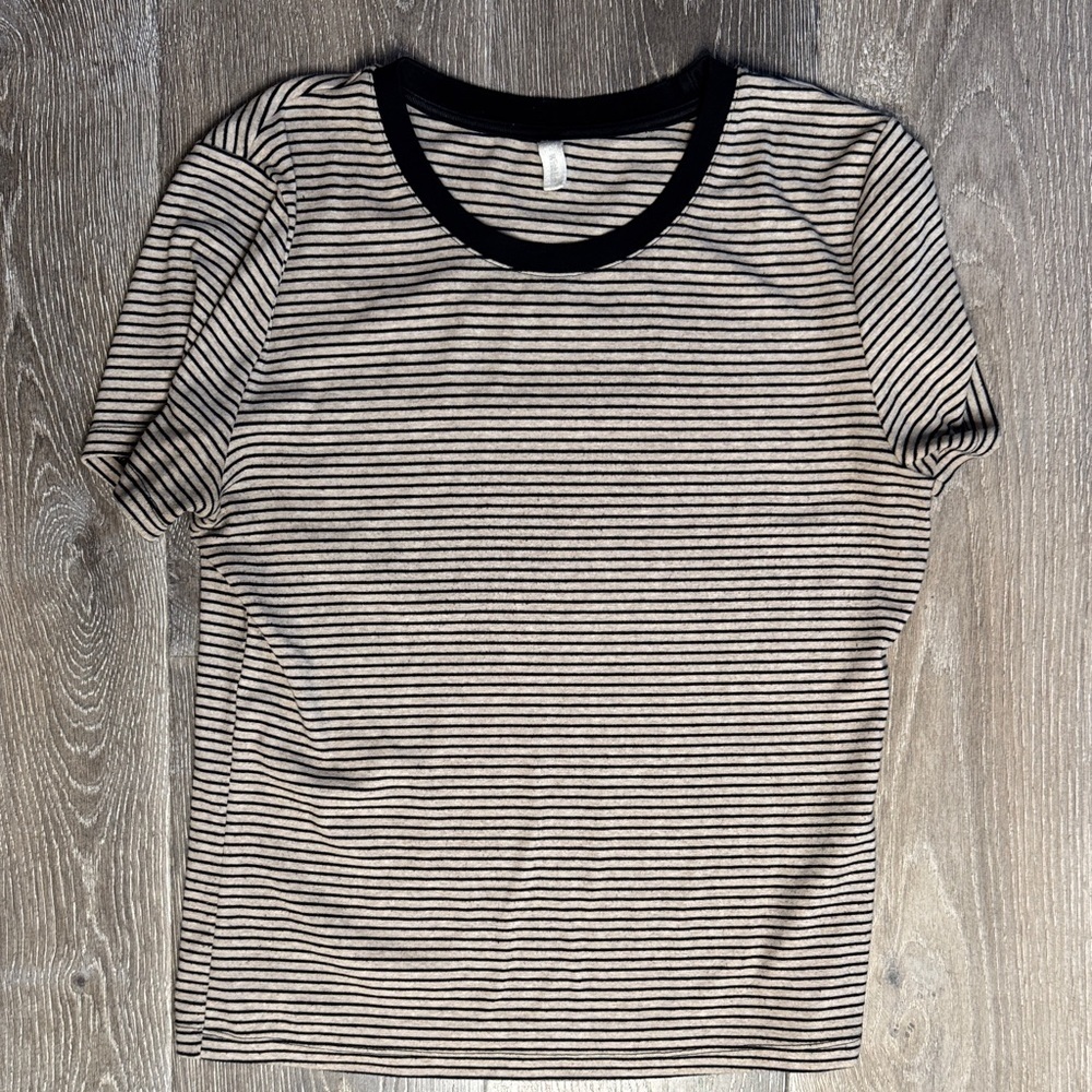 Wishlist Striped Tee with Black Collar 0112